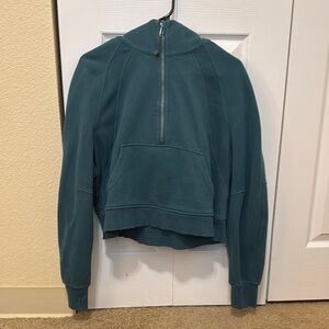 Lululemon teal green quarter zip cropped scuba medium/large